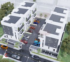 an artist's rendering of a three - story building with cars parked in the parking lot