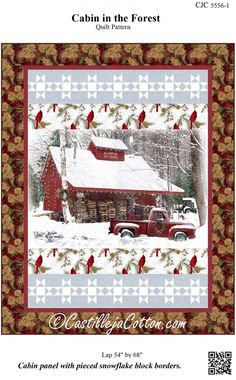 Cabin in the Forest Truck Panel Quilts, Panel Quilts Ideas Layout, Panel Quilts Ideas, Quilts Made With Panels, Tomato Pincushion, Truck Quilt, Quilts With Panels, Cabin In The Forest, Quilting Table