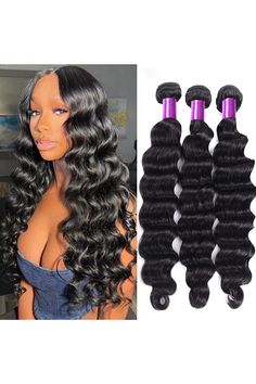 10A Brazilian Virgin Hair Loose Deep Wave 20 22 24 Inch 3 Bundles 100% Unprocessed Virgin Remy Human Hair Loose Deep Wave Bundles 150% Density Human Hair Extensions Natural Black for Women Black Brazilian, Brazilian Virgin Hair, Loose Hairstyles, Deep Wave, Remy Human Hair, Human Hair Extensions, Virgin Hair, Density