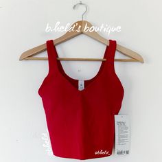 Description: Lululemon Lunar New Year Align Tank Top In Dark Red (Dkrd). Beautiful Deep Red Color! 2024 Lunar New Year Align Tank Top. Has Gold Lululemon Logo On The Back. Special Collector’s Item. Rare, Htf Item. Great For Yoga. Lightweight. Made Of Buttery Soft Nulu Fabric With Added Lycra. Has A Built-In Shelf Bra. Provides Light Support For An A/B Cup. Has Pockets For Optional, Removable Cups. Tight Fit, Cropped Length Sold Out. Size: Size 4 Condition: Brand New With Tags (Nwt). Never Worn! Red Sports Bra With Seamless Construction For Workout, Red Seamless Sports Bra For Workout, Red Athleisure Sports Bra For Summer, Red Seamless Workout Tops, Red Fitted Sports Bra For Pilates, Casual Red Seamless Sports Bra, Lululemon Sports Bra Tanks, Lululemon Tops, Outfit Inspo Summer