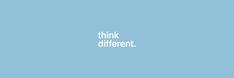 the words think different are in white on a light blue background, with an image of a