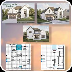 three story house plan with 3 car garage and living room, attached to the second floor