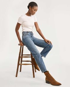 Featuring a super high rise, these are fitted through the seat and hips with a straight leg opening. Button fly. 100% cotton. Imported. | WOMEN'S LEVI'S RIBCAGE STRAIGHT ANKLE JEANS Fitted High Rise Cropped Jeans For Everyday, Mom Fit Straight Bottoms For Everyday, Everyday Mom Fit Straight Bottoms, Classic Everyday Mom Fit Bottoms, High Waist Straight Fit Cropped Cotton Jeans, High Waist Straight Fit Cotton Cropped Jeans, Mom Fit Bottoms With Straight Hem For Everyday, Classic Mom Fit Bottoms For Everyday, Everyday Mom Fit Bottoms With Straight Hem