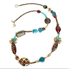 Treska | Long Beaded Necklace Animal Print Multi Color Zambia Collection 37" Stone, Glass, Metal Colorful Glass Bead Necklaces, Fashion Accessory Glass Beaded Necklaces, Bohemian Glass Necklaces, Beading Crafts, Long Beaded Necklace, Zambia, Number 1, Womens Jewelry Necklace, Womens Necklaces