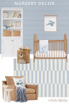 Baby blue airplane nursery decor mood board! Cute baby boy’s nursery decor ideas with airplane themed Nursery With Blue Accent Wall, Shades Of Blue Nursery, Baby Boy Airplane Nursery, Light Blue Boy Nursery, Light Blue Nursery Boy, Plane Nursery Theme, Airplane Nursery Theme, Blue Nursery Ideas, Blue Boys Nursery