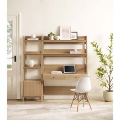 a living room filled with lots of furniture and plants on top of bookshelves