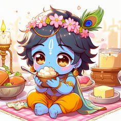 Cute Krishna Illustration, Lord Krishna Anime Art, Krishna Cute Pics, Gopal Drawing, Baby Krishna Drawing, Krishna 4k Wallpaper, Little Krishna Cute Pics, Cute Little Krishna Drawing, Cute Krishna Drawing