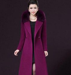 Winter Elegant Women Cashmere Wool Blend Trench Overcoat Fur Collar Long Coats | eBay Wool Trench Coat, Outwear Women, Vintage Fur, Womens Parka, Woolen Coat, Warm Jacket, New Mothers, Faux Fur Collar, Cashmere Wool