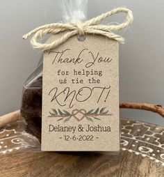 thank you for helping us tie the knot wedding favors