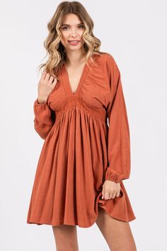 Rust Linen Deep V-Neck Long Sleeve Maternity Dress– PinkBlush Sew Maternity Clothes, Linen Maternity Dress, Linen Maternity, Long Sleeve Maternity Dress, Casual Maternity, Trendy Maternity, Pink Blush Maternity, Everyday Dresses, Maternity Dress