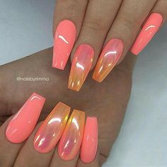 30th Nails, Nails Birthday, Coral Nails, Acrylic Nails Coffin, Birthday Nails, Gorgeous Nails, Ombre Nails