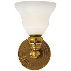 a light fixture with a white glass shade on the top and bottom part of it