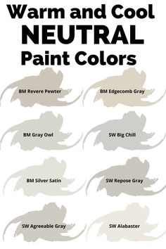 the color chart for warm and cool neutral paint colors