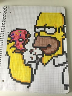 a notebook with the simpsons character drawn on it