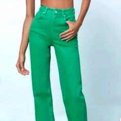 Purchased Online And Washed Before Trying On. These Have Great Stretch And Fit More Like A Legging On Me. 13.5" Waist And 29.5" Length. Super Cute If I Were Younger Enjoy! Zara Pants, Jeans Color, Colored Jeans, Online Purchase, Pant Jumpsuit, Straight Leg, Size 2, Pants For Women, Super Cute