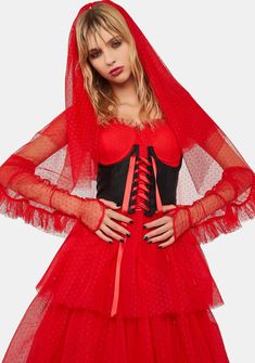 The Red Wedding Lace Maxi Dress – Dolls Kill Red Lace Corset Dress With Corset Back, Red Lace Corset Back Dress, Red Fitted Tulle Corset Dress, Red Fitted Corset Dress Made Of Tulle, Fitted Red Tulle Corset Dress, Hippy Clothing, Horror Clothes, Hippy Fashion, Dress And Gloves