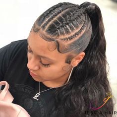 Braided Ponytail With Color, Slick Ponytail, French Braid Ponytail, Tan Skin Blonde Hair, Weave Ponytail Hairstyles, Weave Ponytail, Black Ponytail Hairstyles, American Hairstyles, Easy Hairstyles For Medium Hair