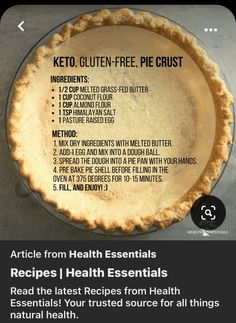 a pie crust is shown with instructions for how to make it in the oven or on the stove