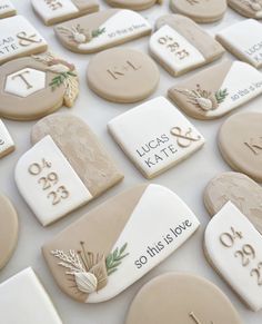 wedding cookies with names and date on them