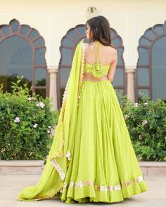 Lime Green Lehenga Set - www.riafashions.com Poses For Chaniya Choli, Transitional Floor-length Choli With Gota Work, Fitted Anarkali Sharara With Gota Work, Semi-stitched Pista Green Choli For Eid, Pista Green Floor-length Art Silk Choli, Fitted Sets With Pallu In Georgette, Fitted Bollywood Gown In Pista Green, Bollywood Style Fitted Gown In Pista Green, Pista Green Fitted Bollywood Gown