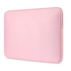 a pink laptop case sitting on top of a white surface