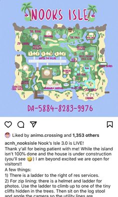 the map for nook's isle, which is located in an area that looks like