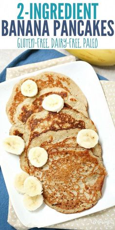 two ingredient banana pancakes on a white plate