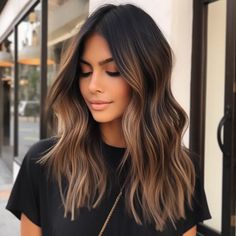 The Bob Revolution: Styling the Classic Cut for 2024 Black To Highlights Hair, Sunlight Brunette Hair Color, Shorter Brunette Hair, Balayage Hair Long Bob, Short Brunette Hair Styles, Hair Money Piece Brunette, Balayage Hair For Brown Skin, Fall Baylage Hair Brunettes Dark, Brown Hair With Dark Roots