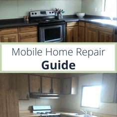 the kitchen is clean and ready to be used as a mobile home repair guide for sale