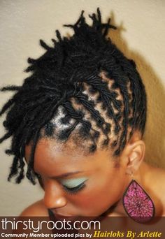 Twisted Dreadlocks on African American Woman Short Dread Updos For Black Women, Dreadlock Bob Hairstyles, Dreadlocks Bob Hairstyles, Twisted Dreadlocks, Two Strand Loc Bob, Short Dreadlock Hairstyles For Girls, Dread Twist, Loc Twists, Women Dreadlocks