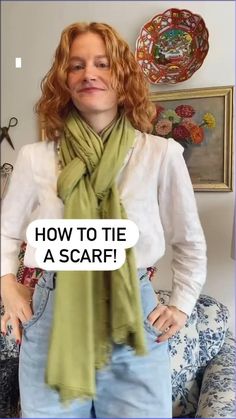 How to tie a long scarf!  Lets call it ‘braided’ style. 🥨This is such a cute look with our silk wrap scarves, i love the way it shows off the hand fringed edges. #scarfstyle #howtowearascarf Tie A Long Scarf, Long Scarf Tying, Tie Dye Scarves, Ways To Wear A Scarf, How To Wear A Scarf, Reversible Scarf, Faded Jeans, Activewear Fashion, Scarf Tying