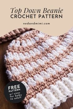 the top down beanie crochet pattern is shown