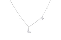 Necklace Initial Letter L White Gold with Diamond - Diamond Tales Fine Jewelry L Necklace Initial Silver, L Necklace Initial, Letter L Necklace, Necklace Initial Letter, Burr Basket, Sliver Necklace, Initial Necklace Silver, Claire's Accessories