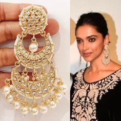 Deepika Padukone inspired Bollywood Kundan Earrings/Indian/pearl Earring/Pakistani/Statement Earrings/Long chandelier/bridal/Indian wedding Arrives in a gift box Color, shades, texture displayed may slightly vary from the actual product due to digital image limitations. We request you to consider these minor variations. Please expect the possibility of some slight imperfections when buying handmade jewelry. If you have any questions, please contact us. Pearl Earrings With Stone Work For Wedding, Wedding Pearl Earrings With Stone Work, Elegant Chandbalis For Eid And Wedding, Elegant Chandbalis For Wedding And Eid, Bollywood Pearl Drop Earrings For Reception, Elegant Pearl Chandbalis For Wedding, Wedding Pearl Chandbali Earrings, Bollywood Chandbali Pearl Bridal Earrings, Kundan Bridal Earrings With Pearl Drop For Wedding