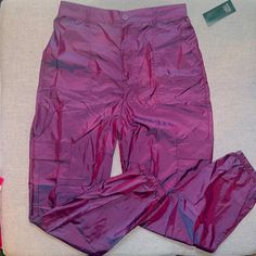 Brand New! Never Worn Before. Purchased From Target. Purple High Waist Pants For Streetwear, High Waist Purple Pants For Streetwear, Purple Bottoms With Elastic Waistband For Streetwear, Casual High Waist Purple Cargo Pants, Purple Nylon Bottoms For Summer, Summer Purple Nylon Bottoms, Purple High Waist Pants With Pockets, Purple High-waisted Pants With Pockets, High Waist Purple Cargo Pants For Spring