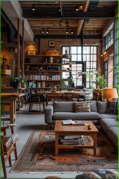 a living room filled with furniture and lots of windows