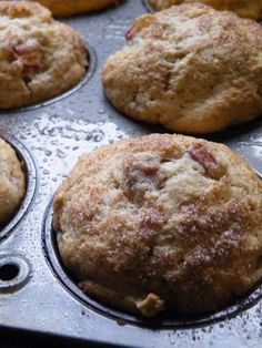 freshly baked muffins in a baking pan ready to be eaten