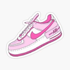 Sneaker Sticker, Preppy Stickers, Tumblr Stickers, Pink Nikes, Print Sneakers, New Sticker