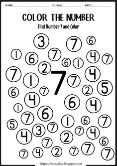 color the number 7 and color it with numbers