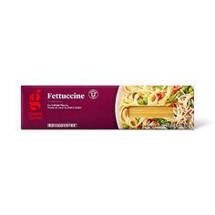 a box of fettuccine with noodles and vegetables