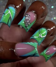 Jamaica Nail Ideas, Exotic Nails Instagram, Glam Acrylic Nails, Duck Nails, Dope Nail Designs, Short Square Acrylic Nails