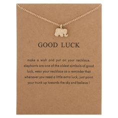 Good Luck Necklace Old Symbols, Good Luck Necklace, Karma Necklace, Gold Elephant, Infinity Love, Elephant Necklace, Friendship Necklaces, Couple Necklaces, Elephant Pendant