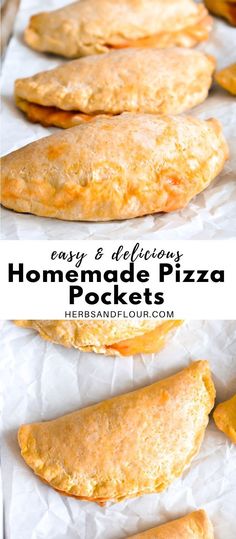 homemade pizza pockets with text overlay