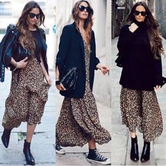 83e8ef518174e1eb6be4a0778d050c9ddesc40894769ri Sukienki Maksi, Leopard Print Outfits, Mens Fashion Edgy, Women Fashion Edgy, Mode Casual, Looks Street Style, Outfit Trends, Fashion Week Street Style