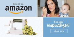 a woman holding a baby in her arms and looking at the camera with an amazon logo on it