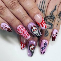 Amazon.com: Halloween Press on Nails Medium Coffin Fake Nails Blood False Nails with Design Cute Ghost Glue on Nails Purple Coffin Full Cover Glossy Acrylic Stick on Nails for Women DIY Holiday Nail Decor 24Pcs : Beauty & Personal Care Halloween Bat Nails, Silhouette Nails, Holiday Nails Diy, Medium Coffin, Halloween Press On Nails, Halloween Acrylic Nails, Nails Purple, Press On Nails Medium, Purple Nail Designs