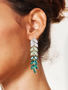 Cheap Accessories, Online Earrings, Green Crystals, Accessories For Women, Elegant Fashion, Evening Wear, Women's Earrings, 925 Silver, Special Occasion