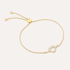 SKU# B-40068-W 9" Adjustable Bolo Chain Diamond Weight 0.05cts Heart Diameter 11.60 mm Thickness 2.30 mm Closure Bolo Finish 14k gold plated sterling silver or in sterling silver. Avoid contact with anything containing derivatives of alcohol.