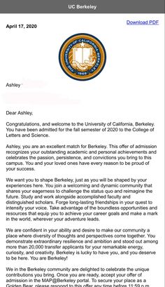 a letter from the university of california