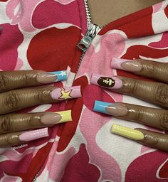 Bape Nails, Acrylic Nails Y2k, Nail Appointment, Nails Y2k, Hype Beast, Nail Board, Y2k Nails, Long Square Acrylic Nails, Nail Nail